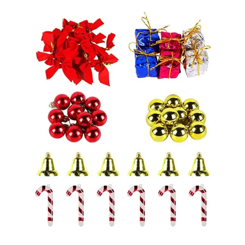 Hot Sale 66 pcs/set Pretty Christmas Tree Ornaments Christmas Bowknot gift pack for Xmas
