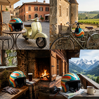 Casque de moto ouvert unisexe de style rétro, personnalisable, avec mentonnière réglable, certifié DOT ECE NBR
