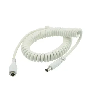 5,5/2,1 5,5/2,5mm DC macho a hembra extensión de alimentación bobina resorte espiral DC Cable de alimentación para equipos médicos