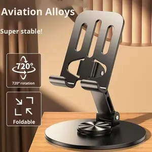 Support de téléphone portable de bureau pliable et réglable à 360 degrés en alliage d'aluminium de luxe pour diffusion en direct - Product Image 2