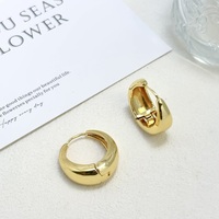 Anting Hoop Tembaga Minimalis Trendi 1PC Diskon Fashion Emas Perak Dua Warna Geometris Hati Kotak Perhiasan Harian Wanita