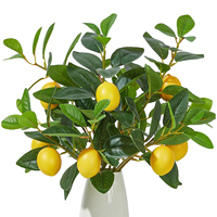 Ranting Lemon Buatan 45cm Grosir Dengan 2 Buah, Sentuhan Asli, Batang Lemon Palsu Kuning Hijau untuk Dekorasi Vas Meja Rumah Kantor