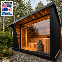 Sauna Finlandesa Híbrida Kaitong de Fácil Montaje para 2 Personas, de Madera de Hemlock y Cedro Rojo, Moderna, para Exteriores, Jardín, Casa o Villa