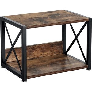 Iron And Wood Storage Rack 2 Tier <b>Desktop</b> Organizer Natural Wood Color Rectangle Standing Type Office Use - Product Image 1
