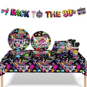 Back To The 90s Party Supplies Disposable <b>Tablecloth</b> Plates Cutlery Set Birthday Decoration 8-13 Years - Product Image 1
