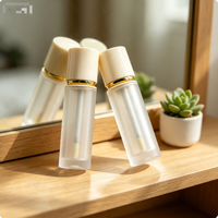 Tube de brillant à lèvres givré jaune clair vide en gros, 4 ml, avec logo personnalisé, emballage cosmétique