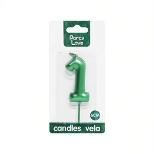 Vela de Cumpleaños Número 1 Verde de 6 cm, Vela Decorativa para Fiestas - Product Image 1