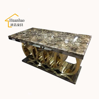 Ensemble de table à manger longue réglable en acier inoxydable doré pour 8 personnes avec plateau en marbre et chaises, mobilier de salle à manger moderne