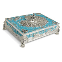 Boîte à fruits secs moderne de luxe plaquée argent motif paon, idéale pour les cadeaux festifs, réutilisable, durable, boîte à souvenirs, rangement multi-compartiments