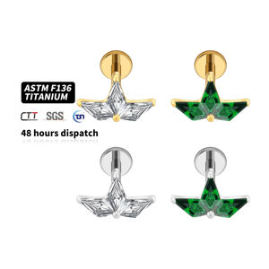 Boucles d'oreilles clous couronne en zircon cubique, en titane fileté, élégantes, pour piercing d'oreille, cartilage, tragus, pour femmes, bijoux de <span class=keywords><strong>mode</strong></span>, usage quotidien - Product Image 2