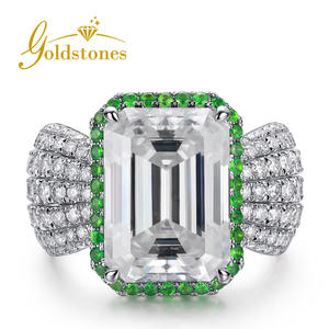 Verlobung sring aus 14 Karat massivem Gold 5*7mm Halo-Hochzeits-Verlobung versprechen im Smaragds chliff Großer Diamantring - Product Image 4