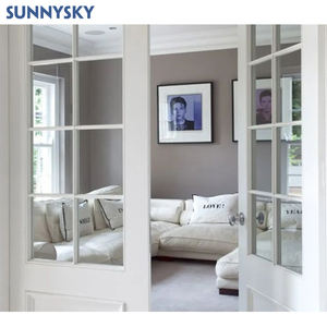 Sunnysky NFRC Portes d'entrée modernes à double vitrage personnalisées en alliage d'aluminium <span class=keywords><strong>de</strong></span> style battant Portes françaises extérieures insonorisées - Product Image 6