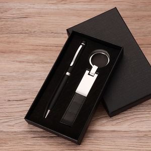Luxury Customized UV Printing PU Leather Handmade Modern Exquisite Ballpoint Pen Keychain Set Customized Color Business <b>Gift</b> - Product Image 5