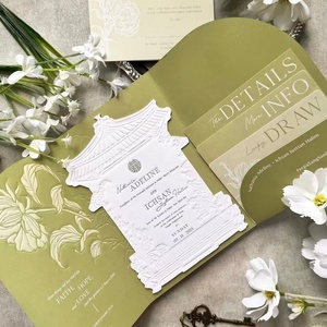 Invitation de mariage personnalisée en papier kraft et papier d'art gaufré écologique 600GSM, impression typographique - Product Image 2