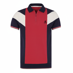 Camiseta de polo regular multicolor con cierre de botón de logotipo que inclina el puño acanalado y el cuello Polo Camiseta de algodón con cuello de polo - Product Image 1