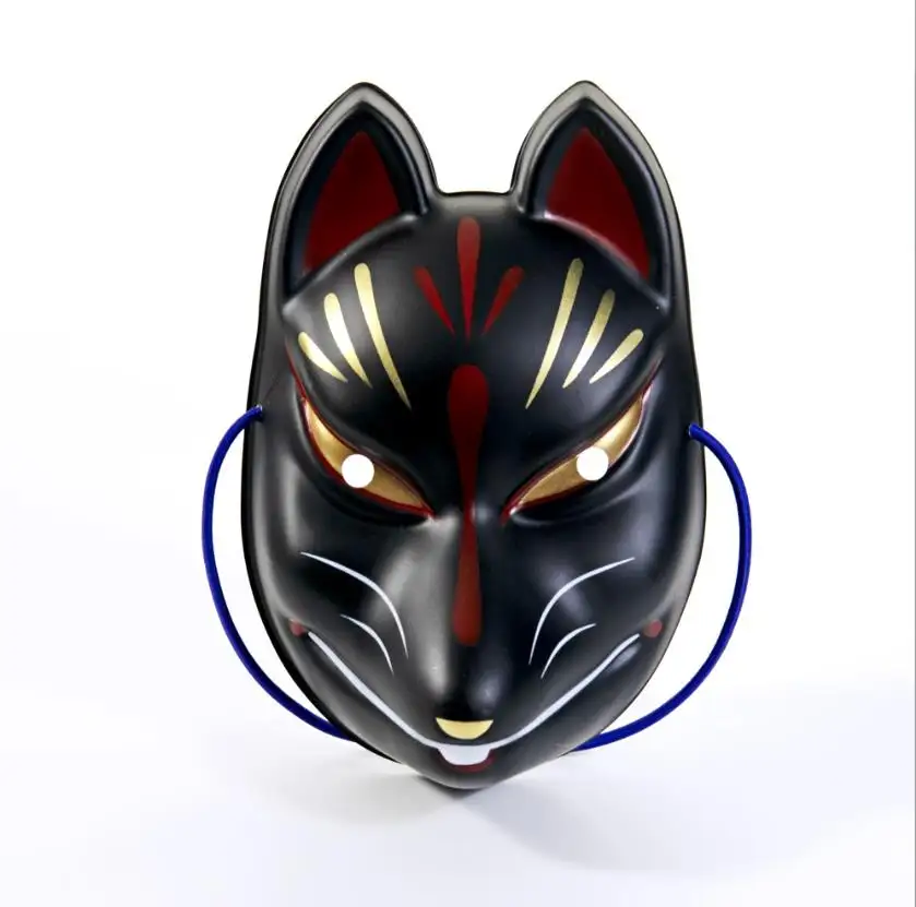 Kabuki Maskerade Masken Leistung Karneval Kitsune Voll gesicht Fox Masken Halloween Japanische Anime Gesichts abdeckungen Schwarz Weiß