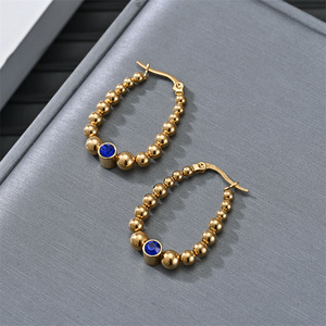 Aretes Resoul de Acero Inoxidable Chapados en Oro de 18k, Aretes de Cristal para Mujer, Resistentes al Deslustre y al Agua - Product Image 2