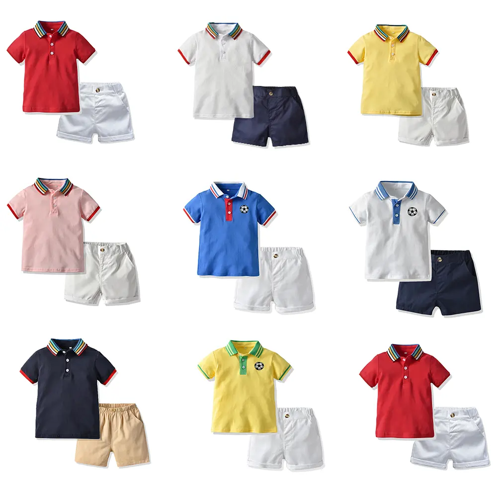 Polo en maille de coton pour garçons, tenue décontractée, ensemble de chemises pour tout-petits garçons, costume à manches courtes, uniforme scolaire, boutique d'été