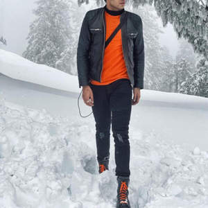 Veste en cuir de motard pour homme Jose Men – Veste de motard en cuir véritable, finition vieillie vintage - Product Image 1