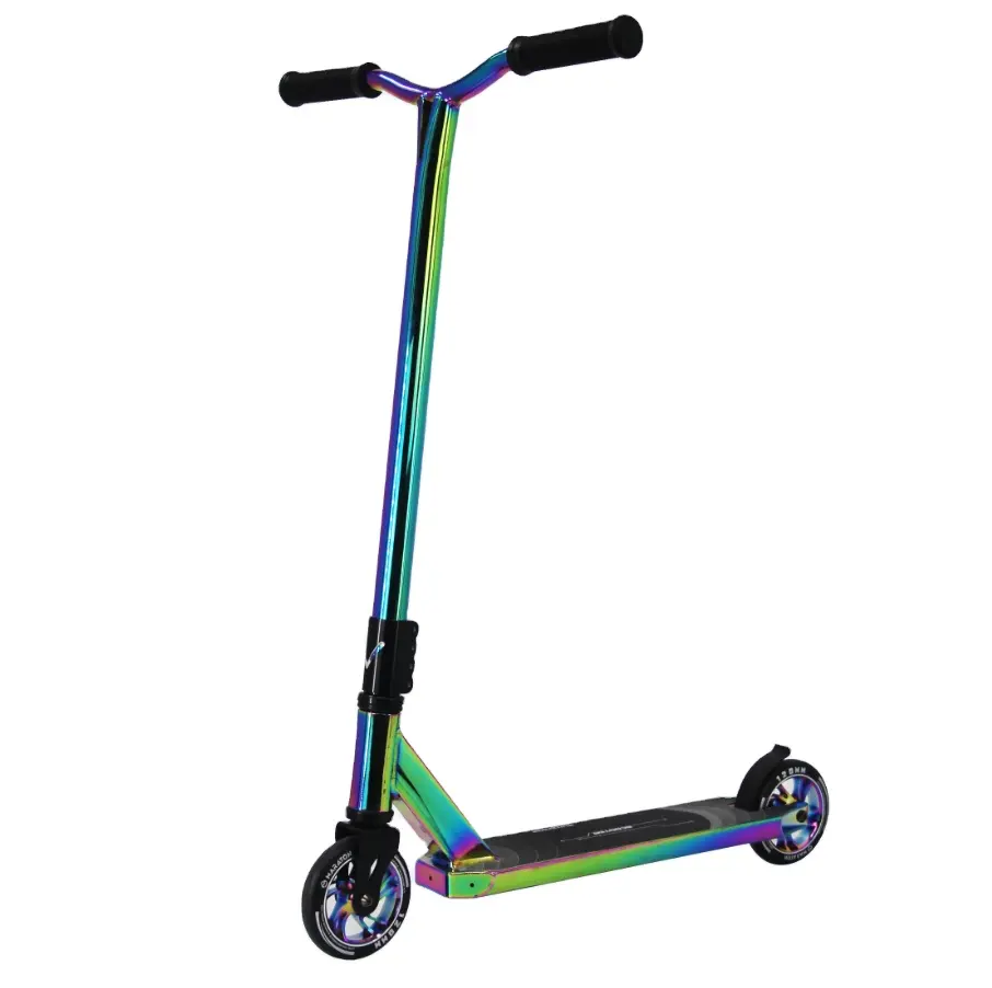 Lightweight Kick Stunt Scooter Rainbow Color Aluminum Street Freestyle Trick Scooter with High Impact Wheels for Kids & Teens