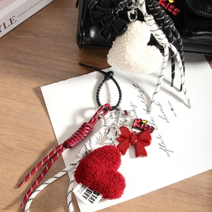 Women Car Key Decoration Shoulder <b>Bag</b> Pendant Soft 3D Plush Solid White Red Heart School <b>Bag</b> <b>Charms</b> for Girls Birthday Gifts - Product Image 3