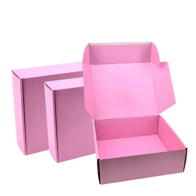 Prezzo all'ingrosso di colore rosa cartone ondulato carta imballaggio mailer box per i vestiti, scarpe