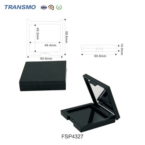 Boîtier vide pour fard à joues et illuminateur, emballage compact carré en plastique noir avec miroir, idéal pour marque privée - Product Image 2