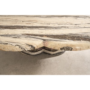 Mesa de centro de mármol redonda contemporánea Muebles de piedra natural de gama alta con patrón de vena único para hoteles y hogares - Product Image 2