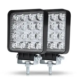 Grosir Cina Lampu Kerja Led Persegi 48W 12V 16Led Lampu Kerja 6000K untuk Truk Kapal Traktor Offroad