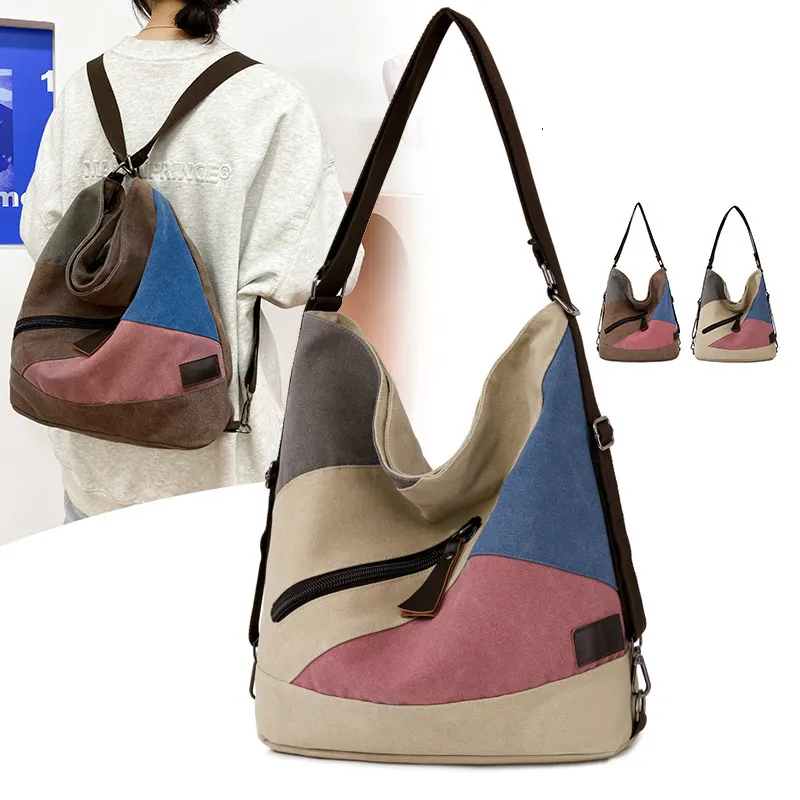 Wholesale Canvas Handbags Korean Style Shoulder Bag Backpack Messenger Bag Waterproof Vintage Canvas Backpack