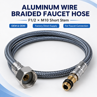 Tuyau d'alimentation de robinet tressé en fil d'aluminium recouvert de PVC, tige courte F1/2 x M10, 12 mm, connecteur flexible d'entrée d'eau, OEM
