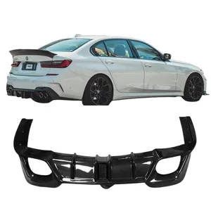 Carbon fiber LED light bumper diffuser for BMW 3 Series G20 G28 2019+ Body kit Rear Bumper Competitive Style