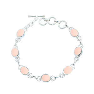 Handmade Wholesale <b>Silver</b> <b>Bracelets</b> Jewelry Indian Supplier Fashionable Pink Opal 925 Solid Sterling <b>Silver</b> Gemstone <b>Bracelet</b> - Product Image 1