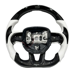 Volante de Fibra de Carbono y Cuero Blanco para Dodge Charger RT, Challenger, Jeep Trackhawk, Durango SRT, Scat Pack 392, Super Bee - Product Image 1