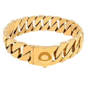 Grosir Aksesori anjing peliharaan Tautan Kuba rantai anjing kerah anjing emas Chunky tugas berat baja nirkarat besar kualitas logam padat - Product Image 5