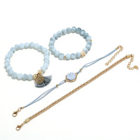 Fantaisie jour bohème naturel turquoise pierre perle Bracelet ensemble femmes luxe or Bracelet femme bracelets femme tendance