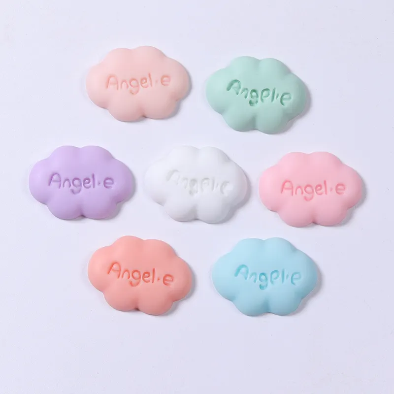 Wholesale Multi Color Flatback Cute Cloud Shaped Words Painted Mini Resin Cabochon Beads For Kids Toy Decor Charms