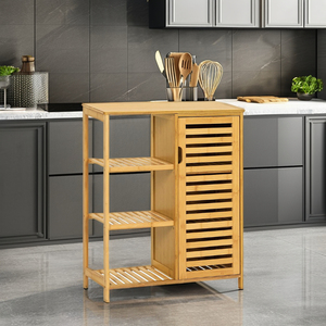 Wooden Counter Storage Rack Eco-Friendly Steel <strong>Bamboo</strong> Displaying Vegetables Dishes Foods <strong>Cabinets</strong> - Product Image 4