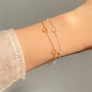 SB4121 coeur bracelet bijoux amoureux bracelet bijoux or 18 carats 925 chaîne en argent doux mignon amour bracelet à breloques pour fille femmes
