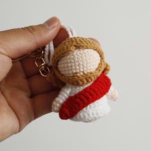 Llavero Colgante de Muñeca de Jesús y la <span class=keywords><strong>Virgen</strong></span> María de Guadalupe, Tejido a Mano con Hilo de Ganchillo Amigurumi, para Bautizo Cristiano - Product Image 4