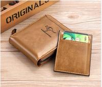 Dompet Pria Kartu Bank Pemblokir RFID Kulit PU Kustom Uang Saku Koin Tipis Ritsleting Dompet Pendek Anak Laki-laki Remaja Terbaik