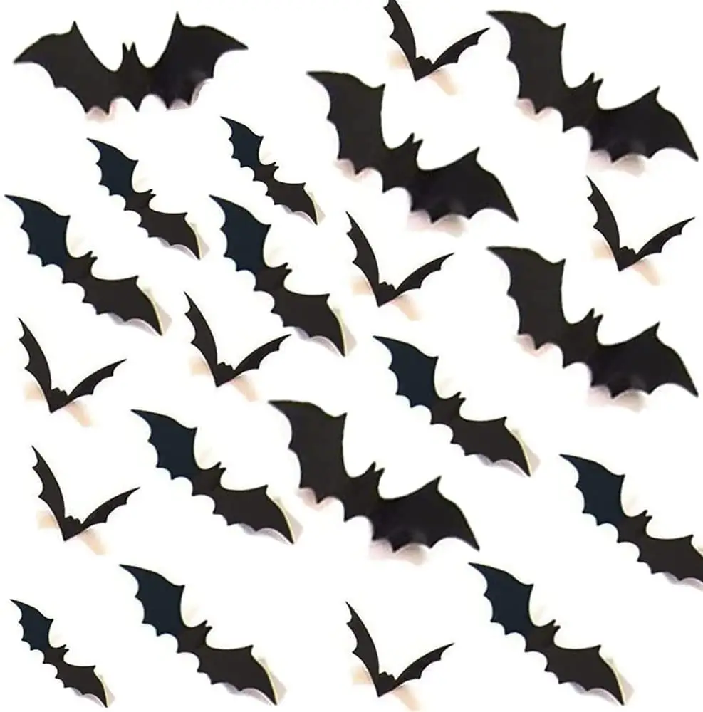 12 Pcs Halloween 3D Bat Stickers Black PVC Bat Halloween Party DIY Decor Party Scary Props Wall Sticker Halloween Decoration