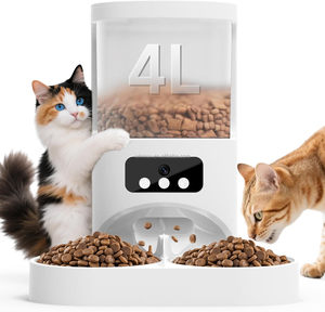Distributeur automatique intelligent de nourriture pour animaux de compagnie avec double gamelle détachable et facile à nettoyer, à minuterie, pour chiens et chats, avec deux plateaux pour plusieurs animaux - Product Image 1