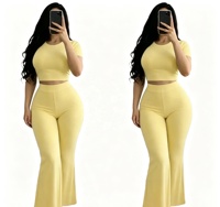Ensemble deux pièces d'été pour femme, style européen et américain 2026, nouveau modèle, uni, coupe large, taille haute, effet galbant et moulant