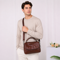 Nouveau sac à bandoulière en cuir véritable pour femme, été, deux poches, fermeture éclair, multi-poches, grande capacité, option bandoulière, style européen-américain