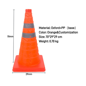 4 gói màu cam an toàn phản chiếu nón 28 inch giao thông đóng mở - Product Image 2