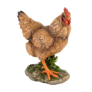 Resin Farm Animal Ornament Standing Hen Garden Cock Figurine decor