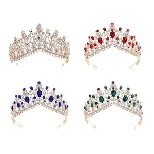 Women Hair Accessories Jewelry Baroque Rhinestone Pageant Crowns Princess Headpiece Girl Wedding Photo Prop