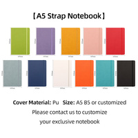 Carnet de notes A5 ligné en cuir PU de qualité supérieure, portable, pour le bureau, avec fermeture élastique à 180° et marque-page en ruban – Vente en gros