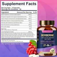 Capsules de berbérine 27-en-1 OEM, 120 gélules, favorisant le bien-être du foie et de l'intestin, et la protection antioxydante – Complément alimentaire très demandé